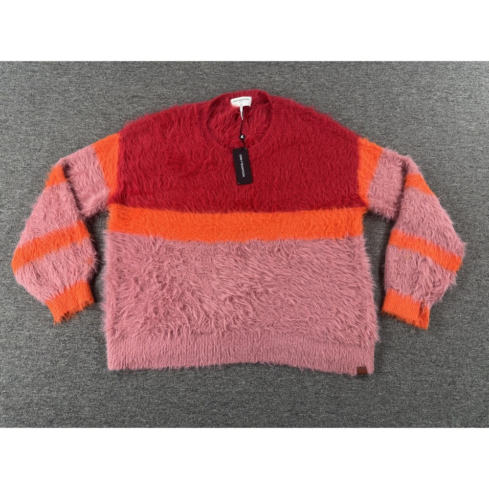 One Teaspoon Sweater Womens 2XL Sunset Colour Block Fuzzy Soft Cozy‎ Pullover